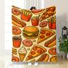 "Fast Food Cartoon Pattern Decorative Warm Quilt- Flannel Blanket for Bedroom, Living Room, Sofa, and Nap