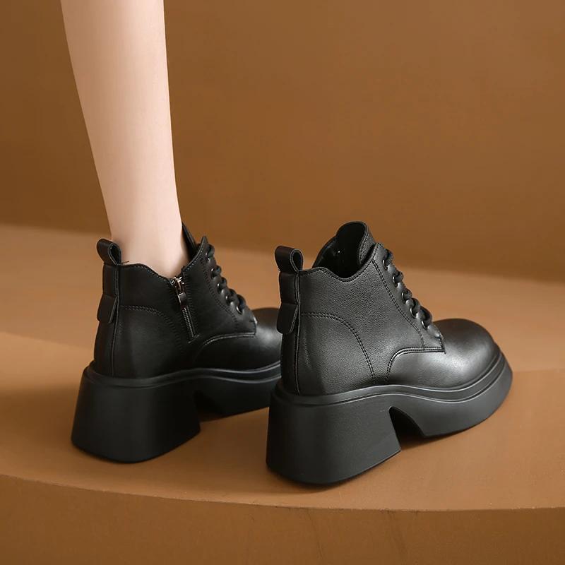 fashion Shoes for Women 2024 Brand Lace Up Women's Boots Outdoor Modern Boots Women Round Toe Platform Square Heel Side Zip Shoes Female