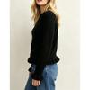 VEZFAA Women's Fashion Casual Fall Winter Solid Color Print Long Sleeve O-Neck Sweaters