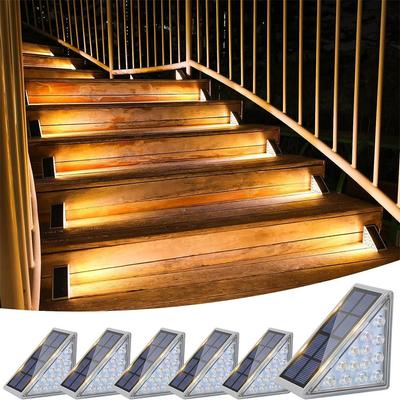Solar Stair Lights 6 Pack, Solar Step Lights Outdoor Waterproof IP67