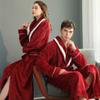 Autumn Winter Flannel Nightgown Thickened Couple's Long Pajamas Bathrobe Homewear for Men Women