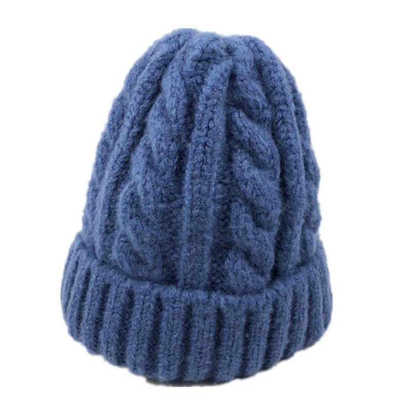 Korean Version Ins Simple Solid Color Twisted Wool Hat Autumn and Winter Warm Hat for Women Knitted Hat Trendy Versatile Men