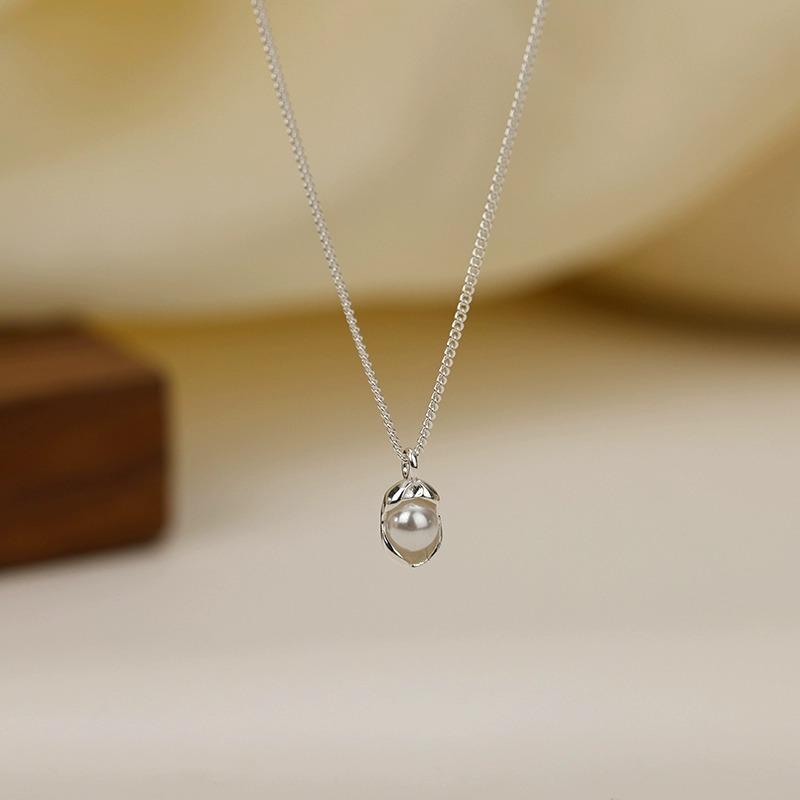 

Ожерелье с подвеской из натурального жемчуга из стерлингового серебра S925 для женщин, необычный дизайн, ожерелье с цепочкой на ключицу и шею