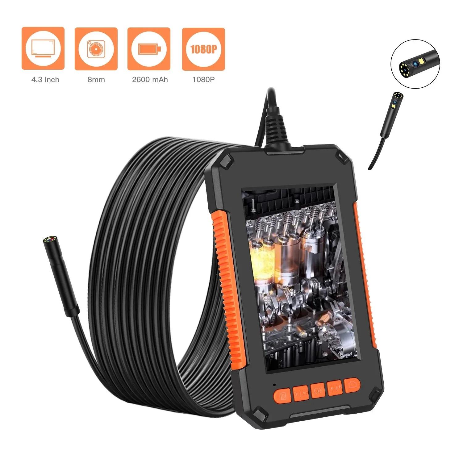 

Промышленная эндоскопическая камера 4,3 Один двойной объектив HD 1080P Автомобильный инспекционный бороскоп IP67 Водонепроницаемая канализационная камера со светодиодом 2m