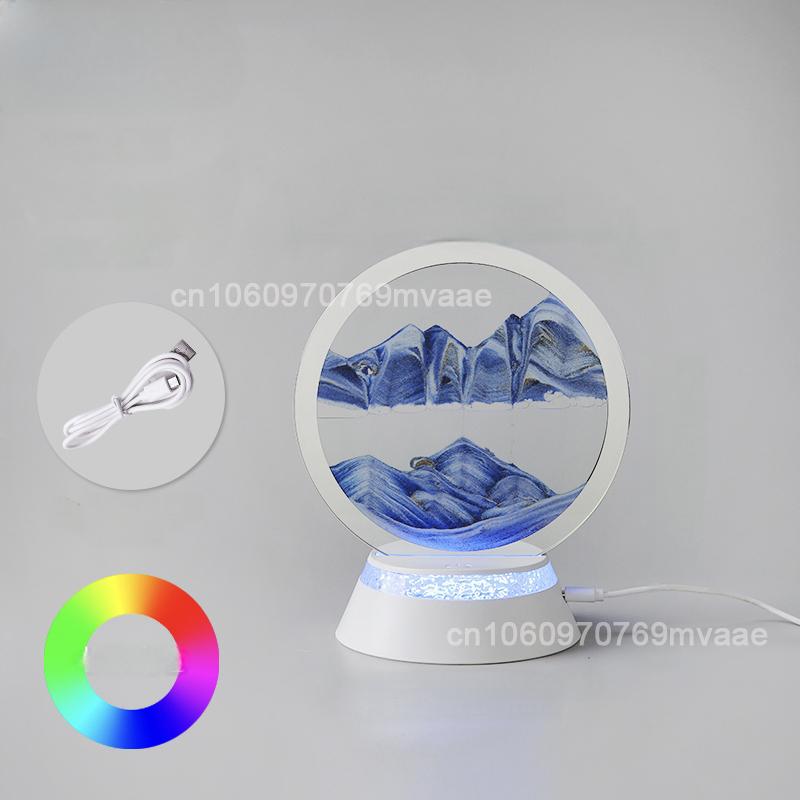 Sandscape Moving Sand Art LED Table Lamp with 7 Color Quicksand Night Light 3D Hourglass Bedside Lamp Office Home Decor Gifts
