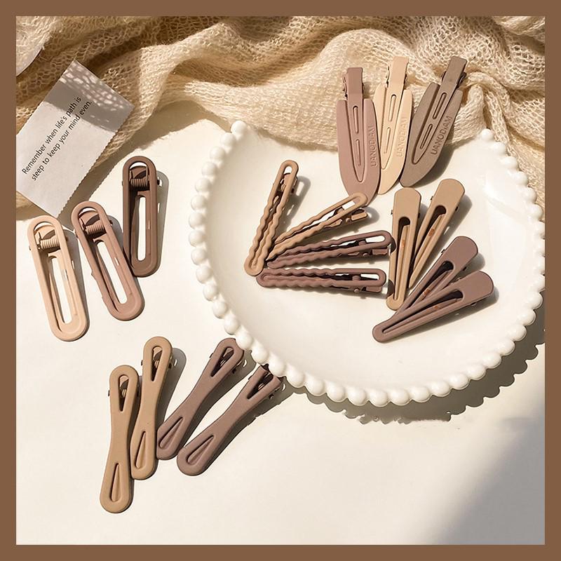 Set of 3 Gradient Coffee & Candy Color Duckbill Hair Clips - European & American Style