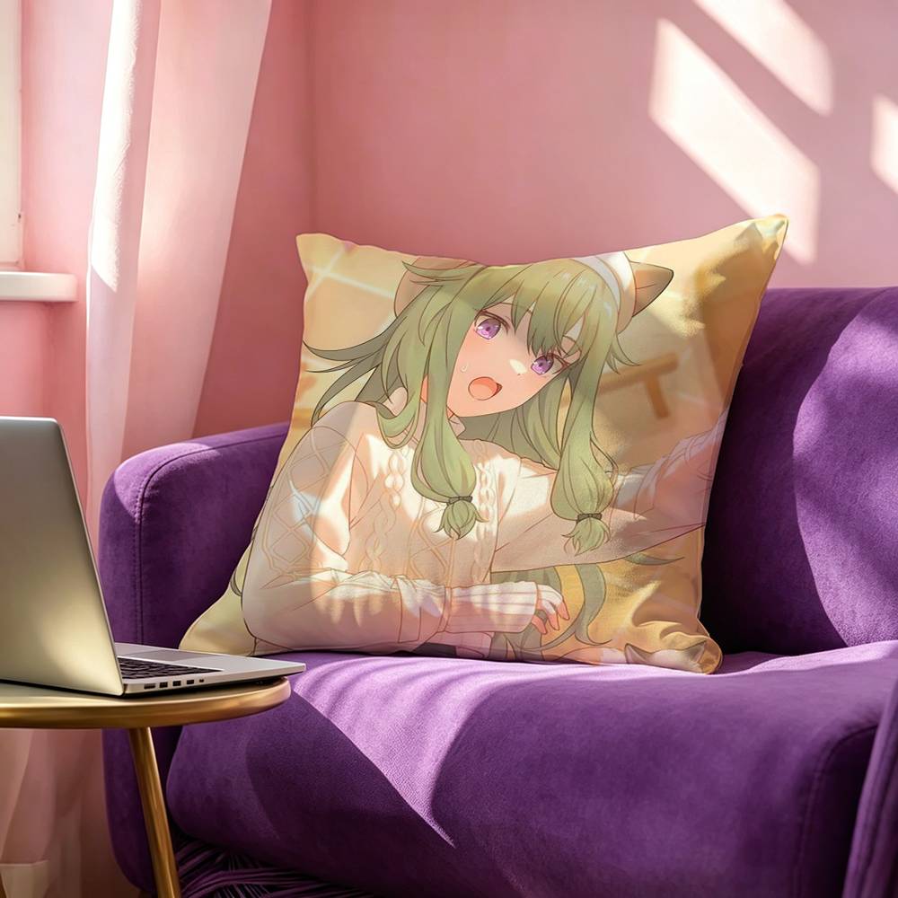Kusanagi Nene Badge Music Game Cosplay Square Double-Sided printed Pillow Case Bedroom Bedside Pillow Sofa Cushion Cover