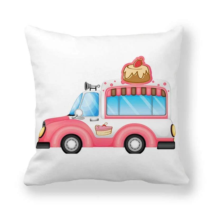 Cartoon Food Car Print Pillowcase Living Room Office Home Pillowcase Car Ornaments