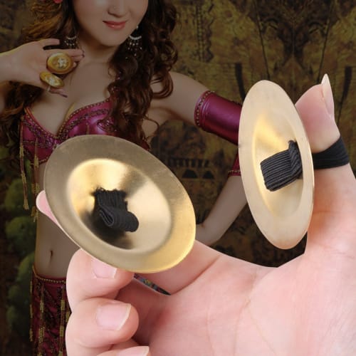 GLOGLOW 1 Pair Finger Cymbals, Musical Instruments, Rhythm Maker, Belly Dance Finger Cymbals, Brass, Jill, Dancer, Evening Party