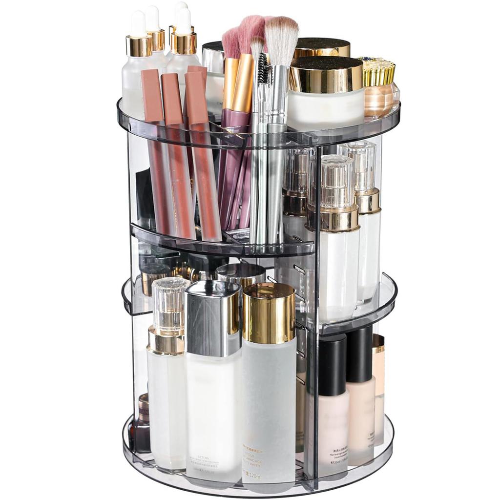 Elegant Makeup Storage Rack 360 Rotating Organizer with Multiple Layers for Cosmetics Beauty Products Display Stand