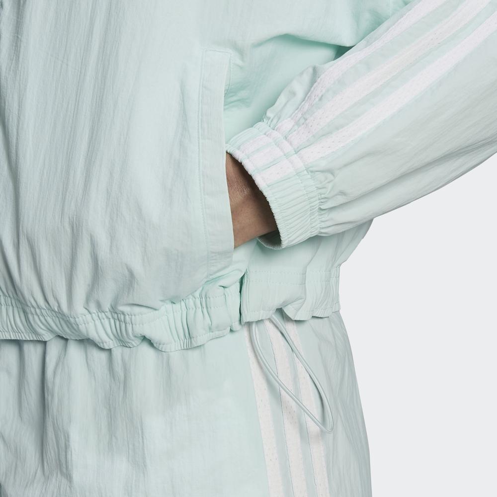 Adidas Solid Stripe Print Logo Zip Hoodie Jacket Women Outerwear Green HC9158