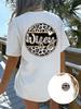 Short Sleeved Front And Back Wifey Leopard Print Pattern Elements Women's Trendy Casual T Shirt Shor