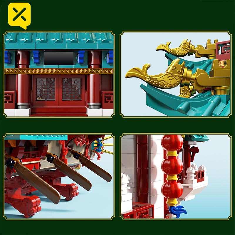 TOYLINX Model DIY 2453 SZT. Puzzle Styl Chiński Budowanie Zabawki Edukacyjne Klocki do Składania Zabawki na Prezent Świąteczny dla Chłopców Dorosłych