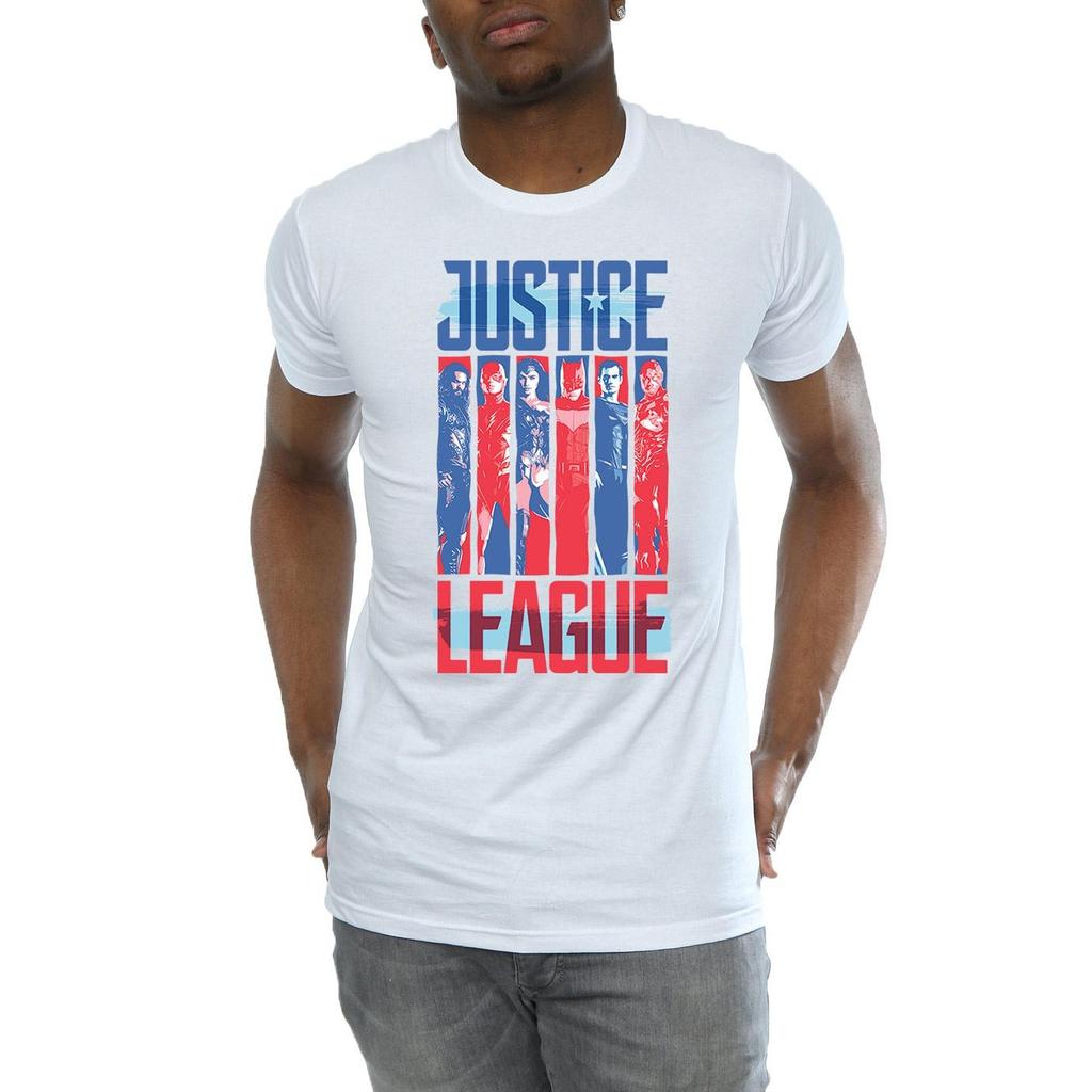 DC Comics Mens Justice League Movie Team Flag T-Shirt