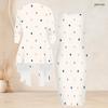 Women Plus Size Two Piece Set Printed Sleeveless Bodycon Dress Long Sleeve Open Cardigan Black Golden