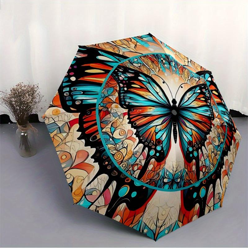 1pc Butterfly Mandala Automatic Umbrella High Quality Canopy, Portable Folding Umbrella with, Ideal Gift for - Travel 182