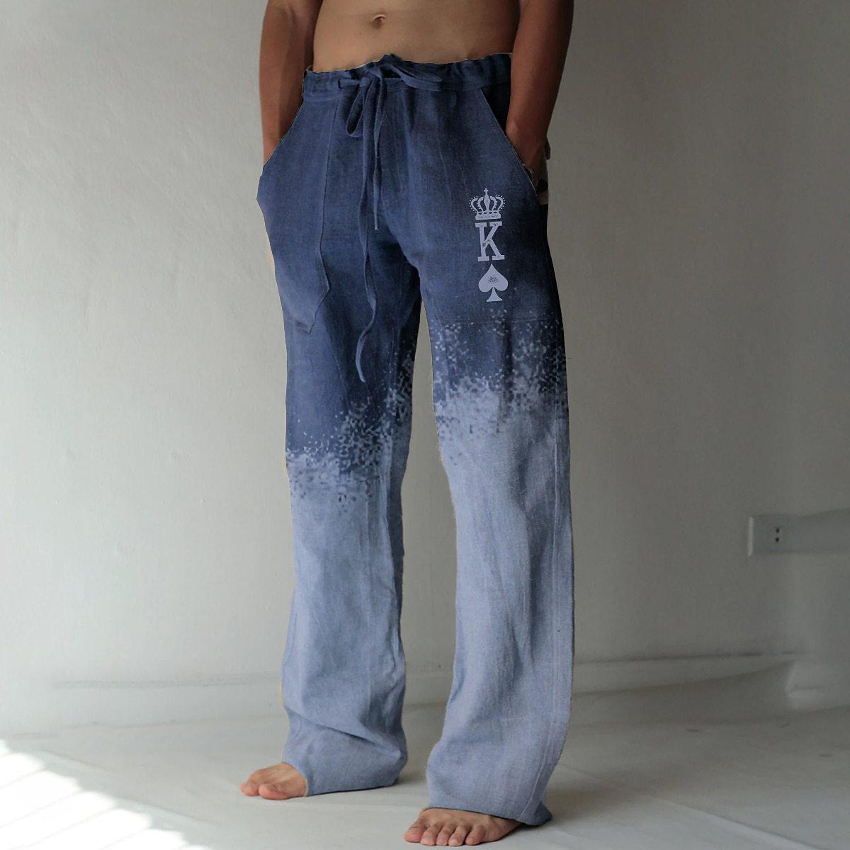 

Мужские летние брюки, пляжные брюки, эластичный пояс на шнурке, 3D-принт, графические принты, Cross Comfort, повседневные уличные брюки 5XL темно-синий