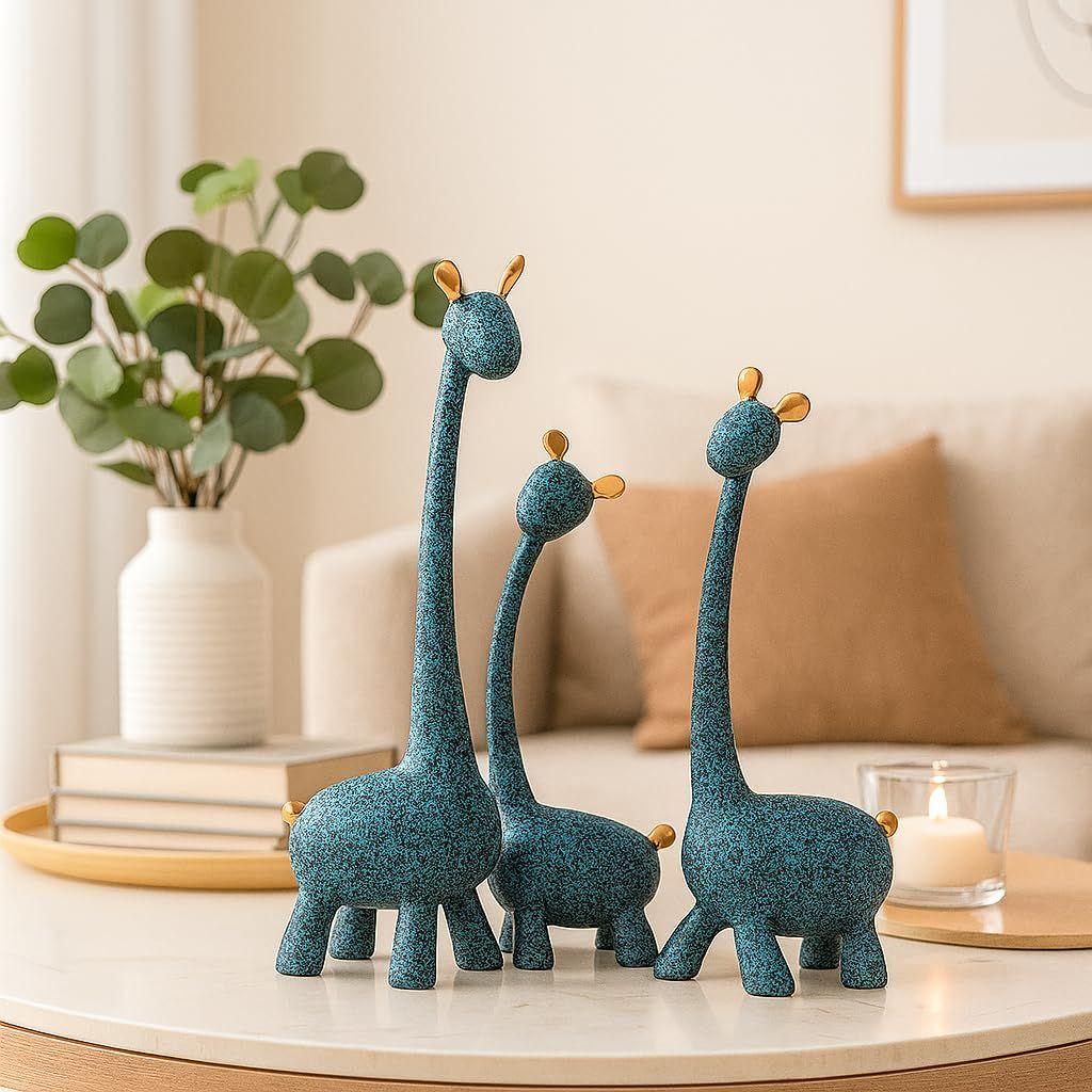 

Скульптура жирафа Семья из трех статуэток Смоляные скульптуры для украшения дома, Аксессуары-фигурки, Художественные подарки, Поделки, Настольные украшения (Пакет из 3 синий