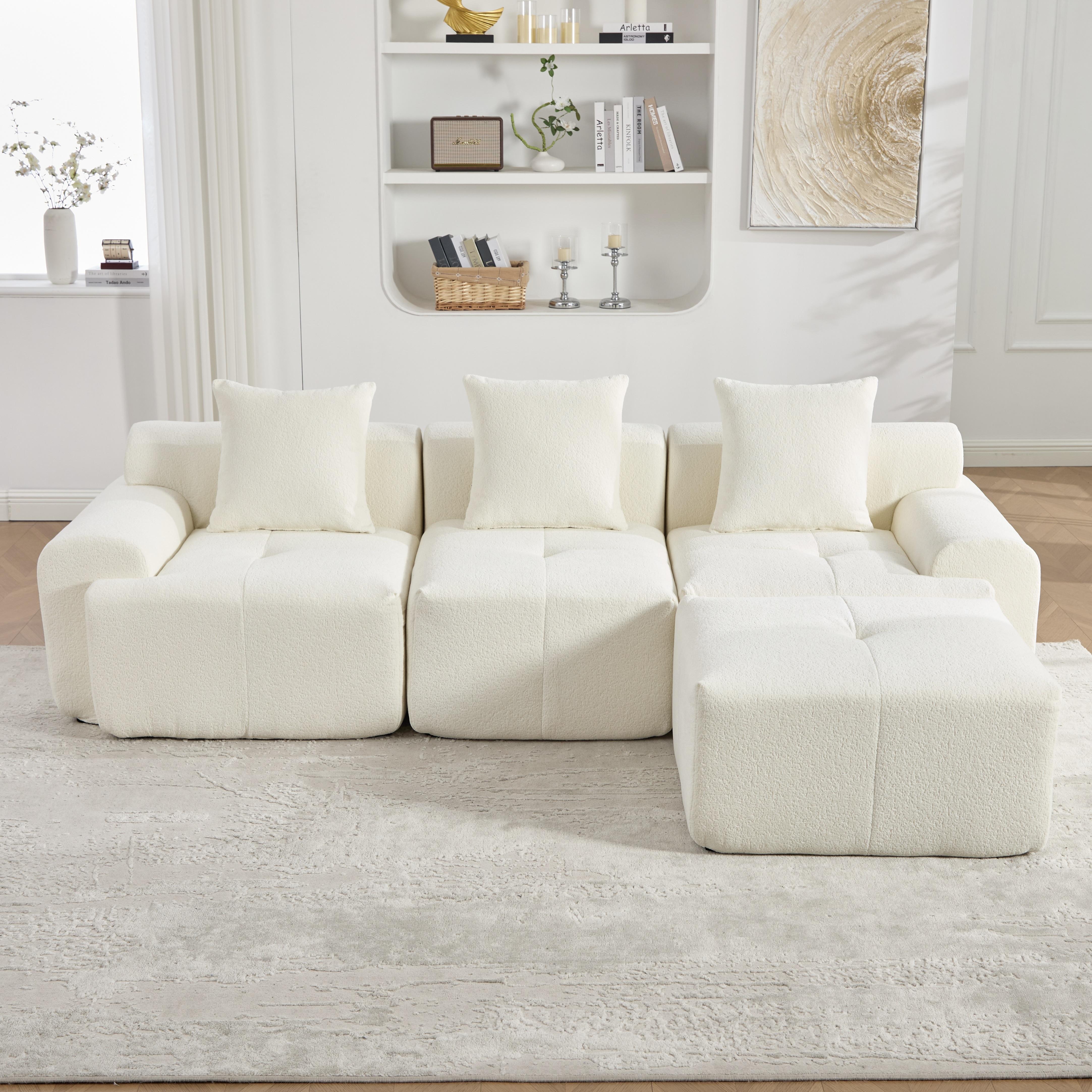 Cloud sofa with stool, L-shaped boneless