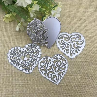 1 Set Metall Kärleksform Stansar Bröllop Ihåligt Blommönster Hjärta Stansar för Korttillverkning Schablon Prägling Scrapbooking