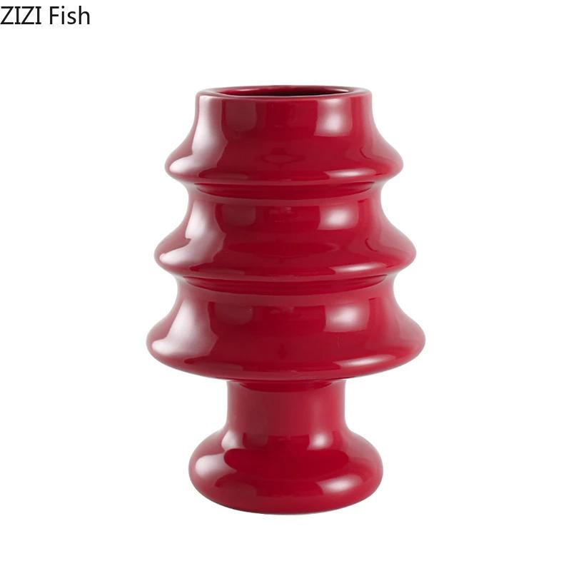 Creative Xmas Decorative Ceramic Vase Christmas Tree Shape Vases Table Decoration Flowers Arrangement Room Aesthetic Decor