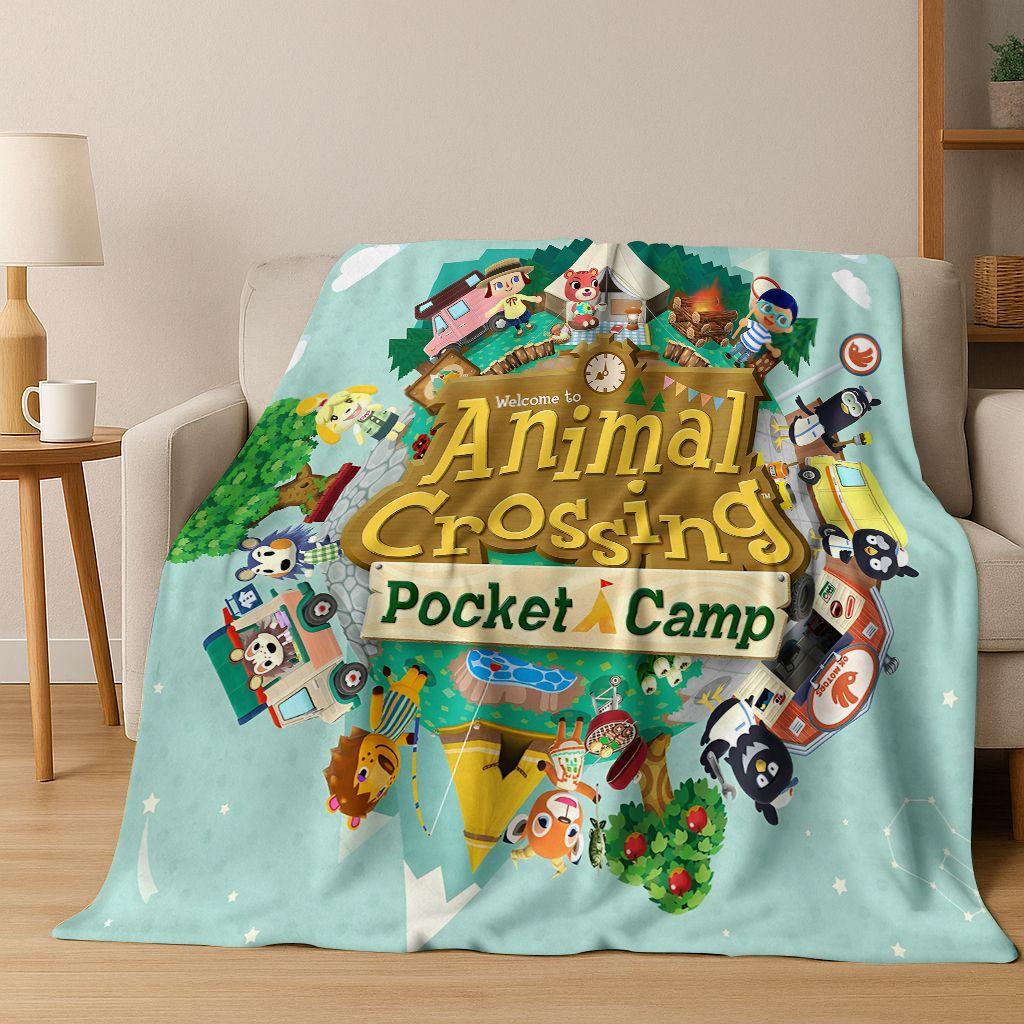 Game Animal Crossing Wild World Cartoon Flannel Blanket,Cozy Soft Throw Blanket for Home Bedroom Bed Sofa Picnic Cover Gift Kids