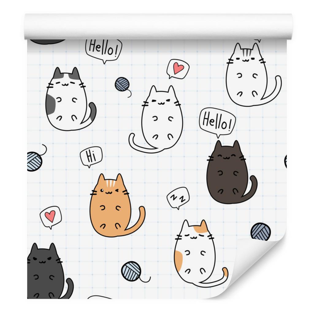 Cheerful kittens wallpaper for living room and bedroom 50x1000