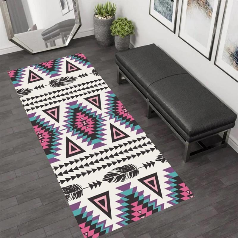 Boho Long Runner Area Rug Carpet Non Slip Floor Mat Tribal Print Washable Kitchen Rug, Anti-Skid Entryway Runner for Home Decor