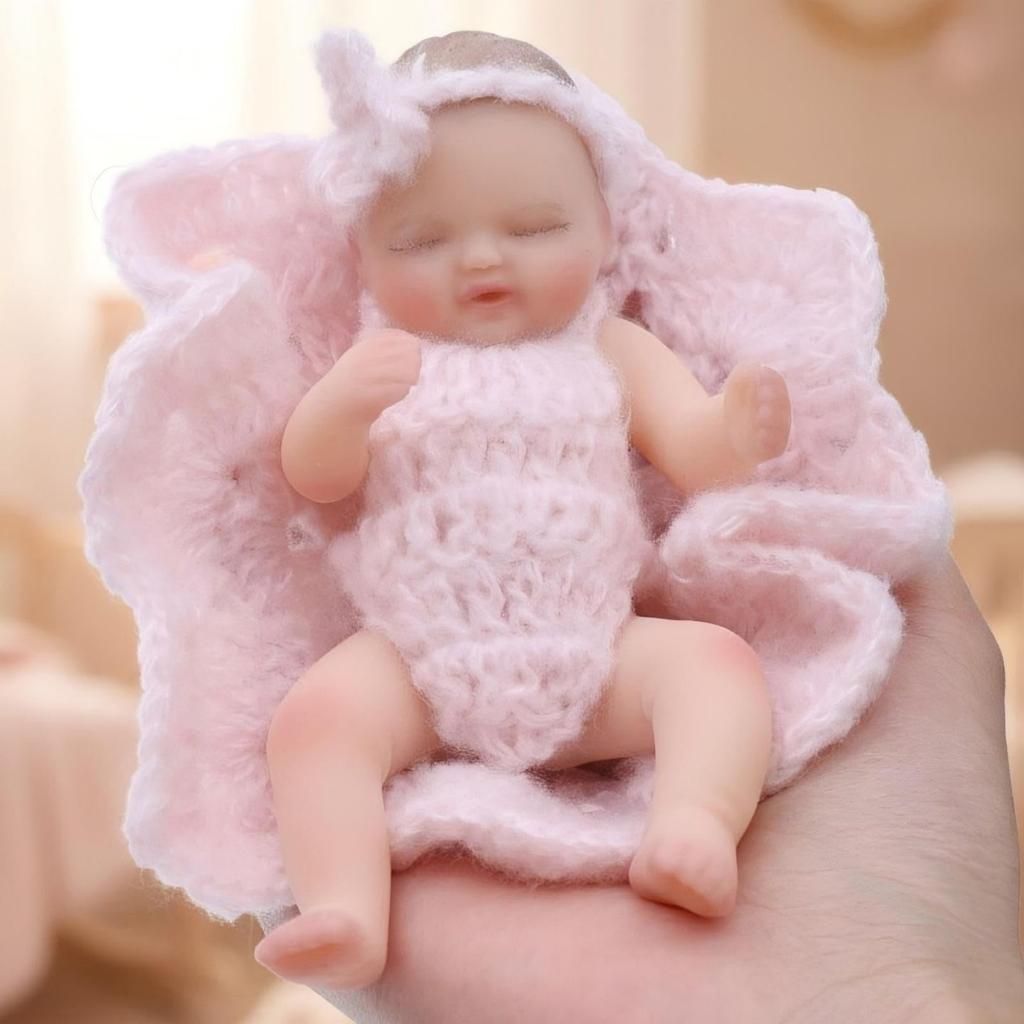 Cloveray 5-inch (12cm) Reborn Doll, Silicone, Full Body, Realistic Baby Doll, for Collection, Gift & Art (Pink)