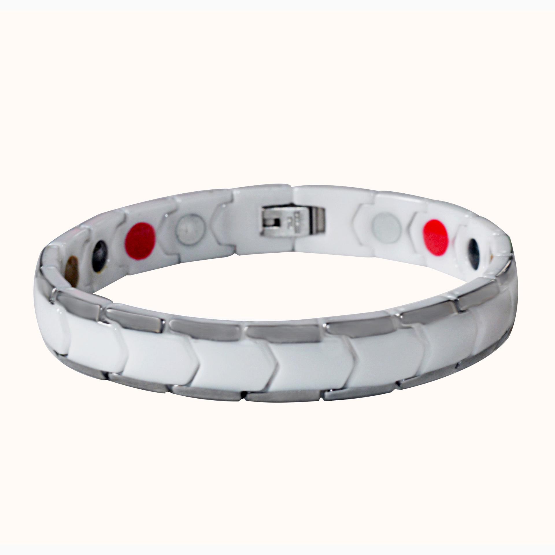 Мужской спортивный браслет: Персонализированный Белый Керамический Посеребренный Энергетический Дизайн 18K