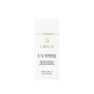 LOOBEE E Essence Tone-up Sun Cream Vegan Inorganic Tea Moist Hidratante, 50ml, 1 peça