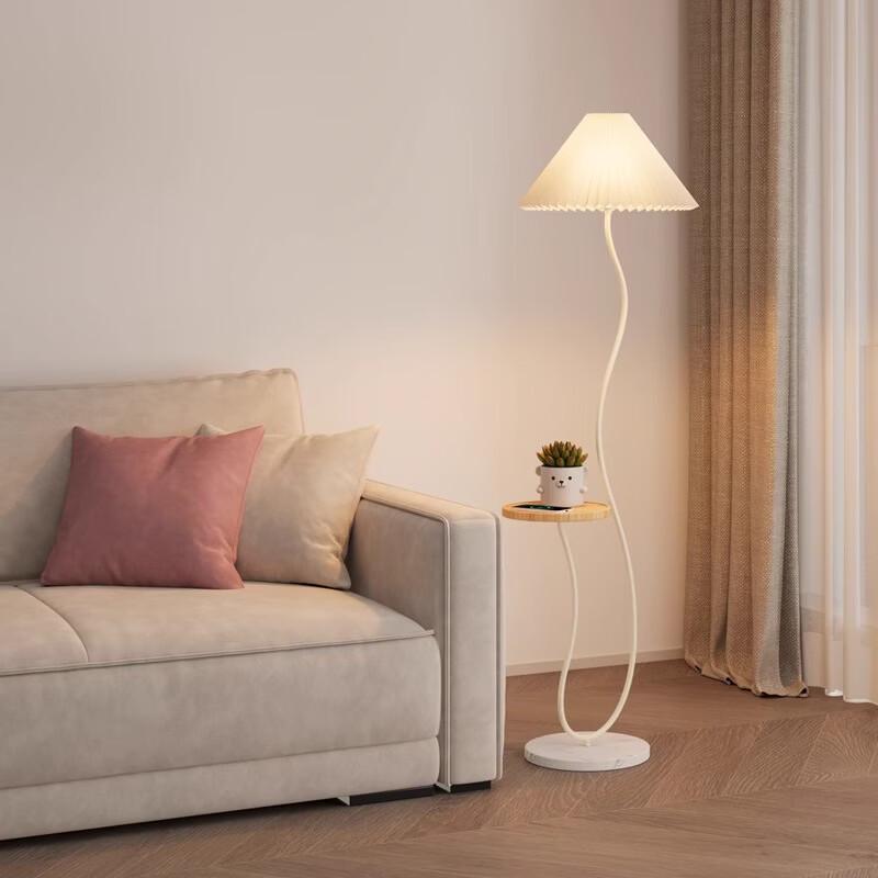 Meng Pao Nordic Pleated Floor Lamp with Storage Shelf