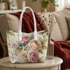 Vintage Rose Print Tote Bag Ladies Casual Large Capacity Fashion Shoulder Handbag for Daily Use