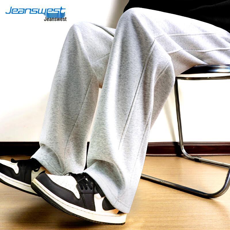 

JEANSWEST Men s Autumn/Winter Fleece-Lined Wide-Leg Sweatpants 3XL
