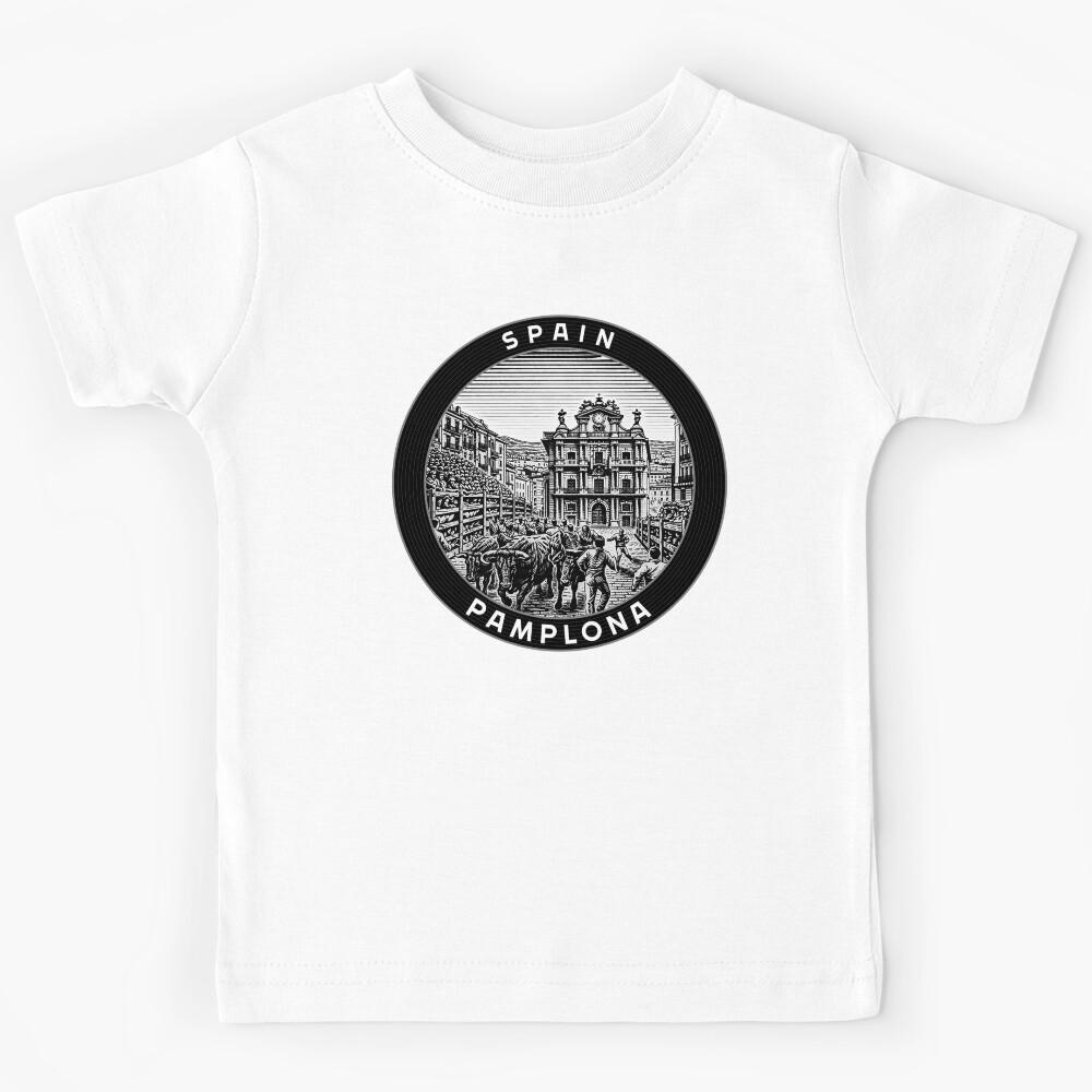 Pamplona Spain Linocut Style Kids T-Shirt 150