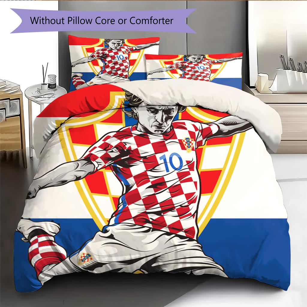 Vzor povlečení Luka Modrić Domácí dekorace Narozeninový dárek (1 * povlak na peřinu + 2 * povlak na polštář, bez jádra)