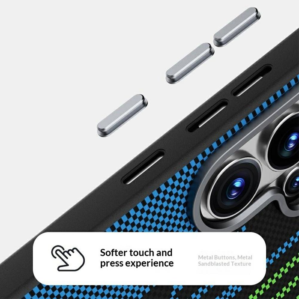 ABEEL For Samsung Galaxy S26+ Magnetic Case Micro-Embossing 6D Printed PC TPU Aluminum Alloy Leather Phone Cover