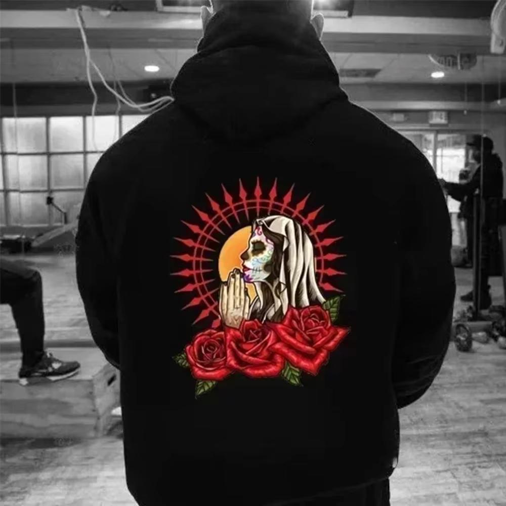 American Gothic Skull Print Hoodie Cotton Men's Loose Casual Eagle Super Cool Hoodie Hoodie Men's Hoodie Sweatshirt