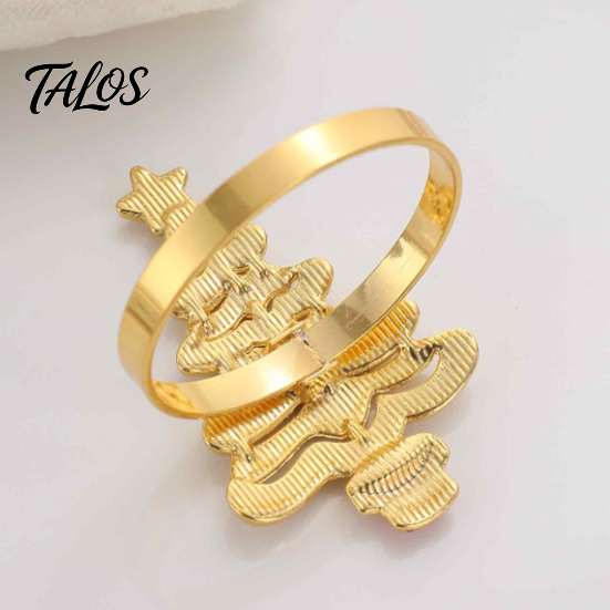 Winter Holiday Tableware Christmas Tree Napkin Ring, Alloy Rhinestone Holder, Home Kitchen Table Accessories Band for Dinner Parties Decoration