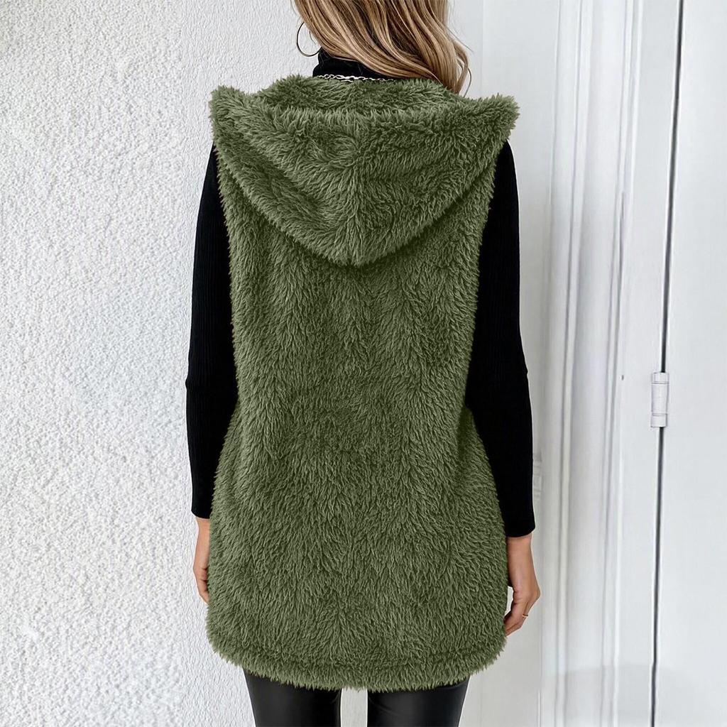 Women's Sleeveless Open-Front Fuzzy Vest Cozy Outerwear for Fall and Winter