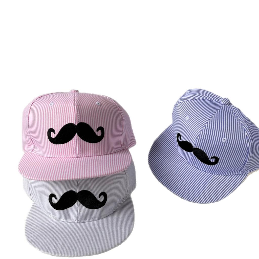 Fashion Korean version striped mustache flat edge baseball cap men and women four seasons street hip hop board hat American cap flat brim