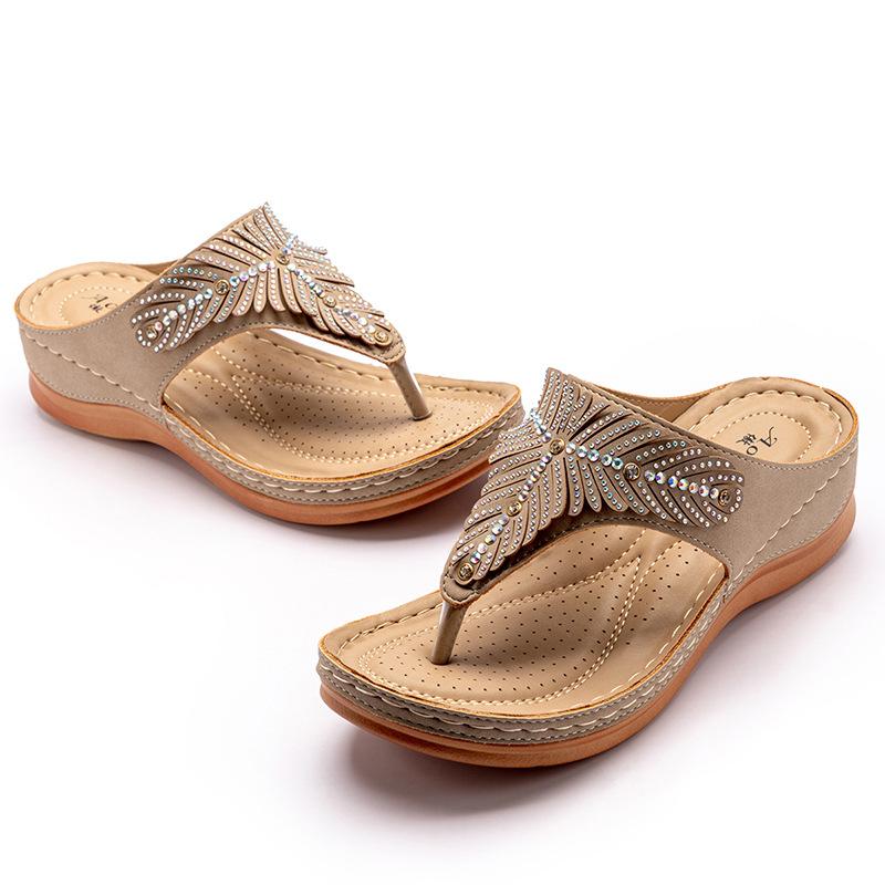 Dámské sandály na platformě letní plážové žabky boty žena móda křišťálové šití dámské diapozitivy