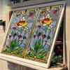 Vintage Window Privacy Film Geometric Stained Glass Flower Decorative Frosted Static Cling Reusable UV Sun Blocking Glass Sticker