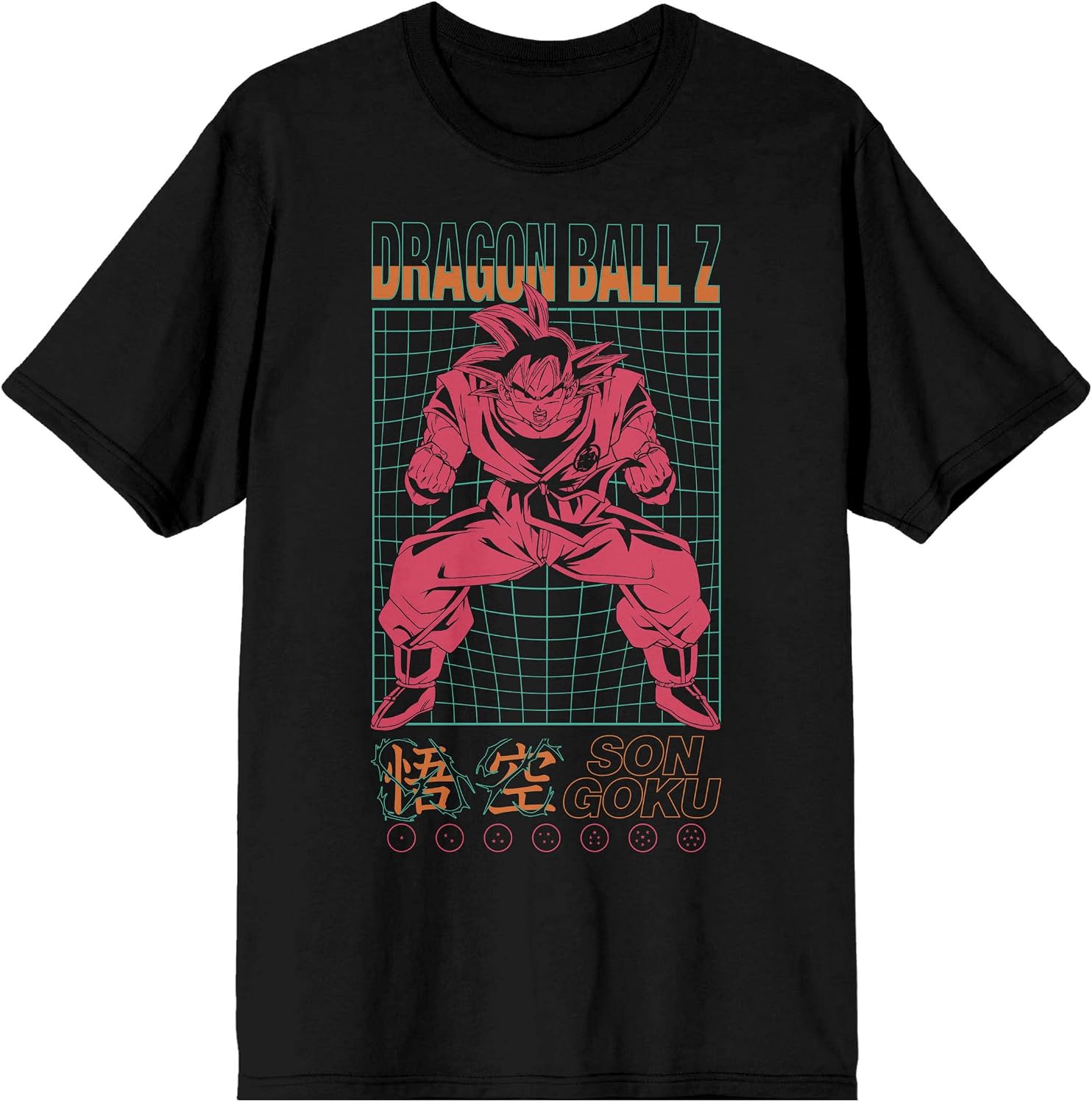 Dragon Ball Z Son Goku Kaio Ken Grid Men s Black T-Shirt XXXXL