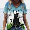 Fashion Streetwear Women Oversized T Shirt 3D Cat Print Summer Casual Short Sleeve Crew Neck Pullover Female Clothing