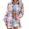 2023 Women's European & American Plaid Long Sleeve Lapel Cardigan Jacket