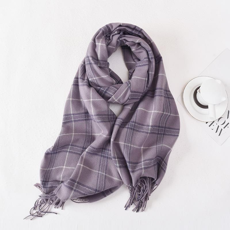 2025 New Striped Plaid Versatile Scarf Women's Winter Explosive Macaron Thickened Warm Couple Shawl Women