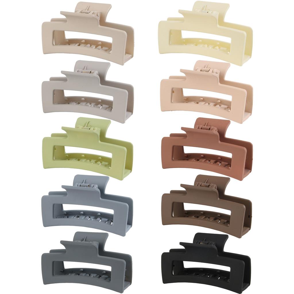 Matte Hair Clips for Women and Girls - Rectangle and Double Row Small Claw Clips for Thin/Medium Fine Hair - Nonslip Jaw Clips