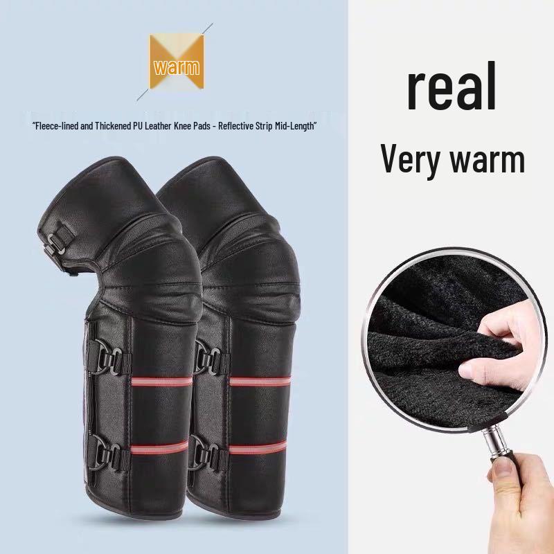 Unisex Winter Windproof PU Electric Motorcycle Knee Pads: Long & Short Styles, Thickened Hard Shell for Warmth and Protection