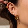 Uworld Classic 3 Pairs Geometric Circular Hollow Out Stud Earring With Zircon Jewelry Gold Plated Stainless Steel Earrigs Set